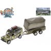 MIKRO Auto Land Rover Defender Military 14,5cm kov spätný chod s prívesom s plachtou