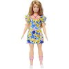 Barbie Modelka 208 šaty s modrými a žlutými květinami