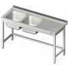Stůl s dvoukomorovým dřezem po levé straně bez police 1600x600x850 mm | STALGAST, 980806160 inox Stůl s dvoukomorovým dřezem po levé straně bez police 1600x600x850 mm | STALGAST, 980806160 inox