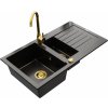 Granitový drez MEXEN MATIAS s kuchynskou batériou čierny so vzorom/zlatý Granitový drez MEXEN MATIAS s kuchynskou batériou čierny so vzorom/zlatý