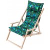 Skladacia záhradná stolička s vankúšom MARLENA modré listy, ekolen Skladacia záhradná stolička s vankúšom MARLENA modré listy, ekolen