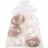Anděl Vajíčka plastová na zavěšení 6 cm v organze 6 ks hnědá a bílá Anděl Vajíčka plastová na zavěšení 6 cm v organze 6 ks hnědá a bílá