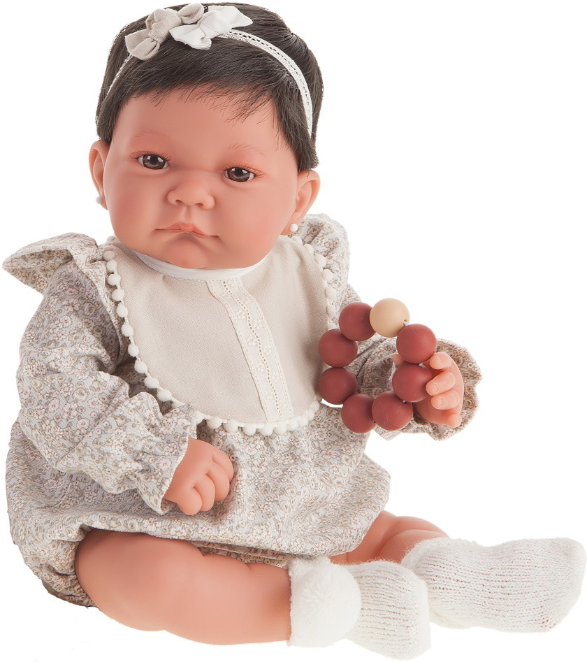 Antonio Juan Realistické miminko holčička Nica s bílým bryndáčkem