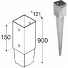Domax PSG 120/900 Pätka stĺpiku nabíjacia 121 x 900 x 150 mm