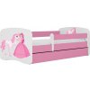 Kocot kids Detská posteľ Babydreams Princezná a poník ružová, varianta 80x180, se šuplíky, s matrací