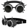 OKULIARE GOGLE STEAMPUNK S HROTMI ČIERNO-STRIEBORNÉ KARNEVAL HALLOWEEN PÁRTY