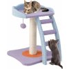 COSTWAY Strom pre mačky malý, Strom pre mačky s rebríkom, sedadlom, loptou a podstavcom, Drevený škrabací strom pre mačky, Nábytok pre mačky, Strom na hranie, fialový, modrý