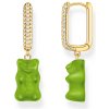 Thomas Sabo CR727-414-6 Gold-plated single hoop earrings with red Goldbears in Midiversion - 1 kus náušnice Thomas Sabo CR727-414-6 Gold-plated single hoop earrings with red Goldbears in Midiversion - 1 kus náušnice