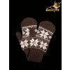 Rukavice palčiaky mongolská vlna tmavohnedá vločky Hnedá UNI Rukavice palčiaky mongolská vlna tmavohnedá vločky Hnedá UNI
