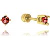 Minet JMG0076RGE00 zlaté skrutkovacie náušnice s červenými zirkónmi Au 585/1000 1,15g