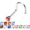 Šperky eshop - Oceľový piercing do nosa so zahnutým koncom - ligotavý okrúhly zirkónik, hrúbka 0,8 mm W26.34 - Farba zirkónu: Ružová - P Šperky eshop - Oceľový piercing do nosa so zahnutým koncom - ligotavý okrúhly zirkónik, hrúbka 0,8 mm W26.34 - Farba zirkónu: Ružová - P