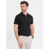 Ombre Men's polo shirt with zip neckline - black čierna | krémová M Ombre 5907064517589 Ombre Men's polo shirt with zip neckline - black čierna | krémová M Ombre 5907064517589
