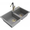 MEXEN/S MEXEN/S - Tomas granitový drez 2-bowl vrátane batérie Flora, šedá 6516-71-670401-57-G MEXEN/S MEXEN/S - Tomas granitový drez 2-bowl vrátane batérie Flora, šedá 6516-71-670401-57-G