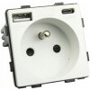 Zásuvka 230V jednoduchá biela s uzemnením do rámikov b-line USB 2A typu A a C Charge Zásuvka 230V jednoduchá biela s uzemnením do rámikov b-line USB 2A typu A a C Charge