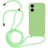 Gumený kryt Crossbody Lanyard na iPhone 16 Plus - Zelená matcha Gumený kryt Crossbody Lanyard na iPhone 16 Plus - Zelená matcha