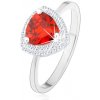 Šperky eshop - Prsteň, striebro 925, zaoblený trojuholník - oranžový zirkón, úzke ramená HH13.11 - Veľkosť: 54 mm Šperky eshop - Prsteň, striebro 925, zaoblený trojuholník - oranžový zirkón, úzke ramená HH13.11 - Veľkosť: 54 mm