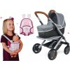 Smoby Set hlboký a športový DeLuxe Pastel Maxi Cosi&Quinny Grey 3v1 a ergonomický nosič Baby Nurse pre 42 cm bábiku SM253104-24