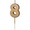 Sviečka PartyDeco Číslo 8 gold 4,5cm