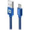 Swissten 71521308 textilný s USB-C konektorom a podporou rýchlonabíjania, modrý Swissten 71521308 textilný s USB-C konektorom a podporou rýchlonabíjania, modrý