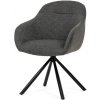 stolička jedálenská, šedá látka a tmavo šedá látka v dekoru vintage koža, čierny kov, otočná P90°+ L90° s vratným mechanismem - stolička jedálenská, šedá látka a tmavo šedá látka v dekoru vintage koža, čierny kov, otočná P90°+ L90° s vratným mechanismem -