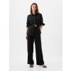 GAP Ľanové nohavice Wide-Leg Čierna