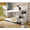 DETSKÁ POSCHODOVÁ POSTEĽ KLARA + SCHODY + POLICE SKRINKY BIELO / ČIERNA DETSKÁ POSCHODOVÁ POSTEĽ KLARA + SCHODY + POLICE SKRINKY BIELO / ČIERNA