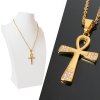 Retiazka s príveskom zlatý kríž ANKH zdobený očkami Retiazka s príveskom zlatý kríž ANKH zdobený očkami