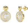 Guess Pozlátené visiace náušnice G Talisman JUBE06203JWYGT/U