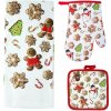 Vianočná kuchynská súprava TORO perníčky - rukavice, kuchynská chňapka, utierka Vianočná kuchynská súprava TORO perníčky - rukavice, kuchynská chňapka, utierka