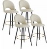 tectake 405876 barová stolička sachel s operadlom, zamatový vzhľad - krémová/čierna, sada 4 ks tectake 405876 barová stolička sachel s operadlom, zamatový vzhľad - krémová/čierna, sada 4 ks