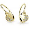 Danfil detské náušnice srdiečka zo žltého zlata diamant brizura C2160