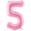 PartyDeco Fóliový balón narodeninové číslo 5 ružový 86cm PartyDeco Fóliový balón narodeninové číslo 5 ružový 86cm