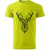 Jeleň kresba - Klasické pánske tričko vyššej gramáže - 3XL ( Limetková ) Jeleň kresba - Klasické pánske tričko vyššej gramáže - 3XL ( Limetková )