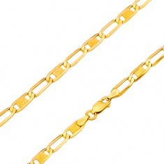 Šperky eshop Retiazka v žltom zlate oválne články prázdne a s mriežkou GG170.21