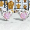MSPERK Strieborné dámske náušnice v tvare srdiečka s ružovým opálom, dievčenské náušnice Ag 925/1000: 1g MSPERK Strieborné dámske náušnice v tvare srdiečka s ružovým opálom, dievčenské náušnice Ag 925/1000: 1g