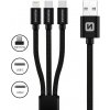 Swissten 72501103 3v1 2x USB-C (M) - Lightning (M) - USB-A (M), 60W, 3A, 1,2m, černý