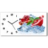 Vodorovné Sklenené hodiny na stenu tiché Granátové jablko s ľadom 60x30 cm Vodorovné Sklenené hodiny na stenu tiché Granátové jablko s ľadom 60x30 cm