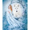 Diamantový obraz Žena a biely vlk Diamantový obraz Žena a biely vlk
