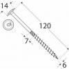 Konštrukčný vrut - DRVTK 6x120 TORX Konštrukčný vrut - DRVTK 6x120 TORX