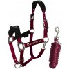 Equestro Set ohlávky s vodítkom Fleece ro burgundy