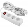Sieťový predlžovací kábel Zástrčka - 3x zásuvka s uzemnením a vypínačom Napájacia lišta 5m 3x1,5mm 16A biela Sieťový predlžovací kábel Zástrčka - 3x zásuvka s uzemnením a vypínačom Napájacia lišta 5m 3x1,5mm 16A biela