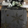 Vianočné prestieradlo, zamat zdobený snehovými vločkami, Čierna Vianočné prestieradlo, zamat zdobený snehovými vločkami, Čierna