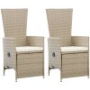 Sklápacie záhradné kreslá 2 ks s podložkami béžové polyratanové Sklápacie záhradné kreslá 2 ks s podložkami béžové polyratanové