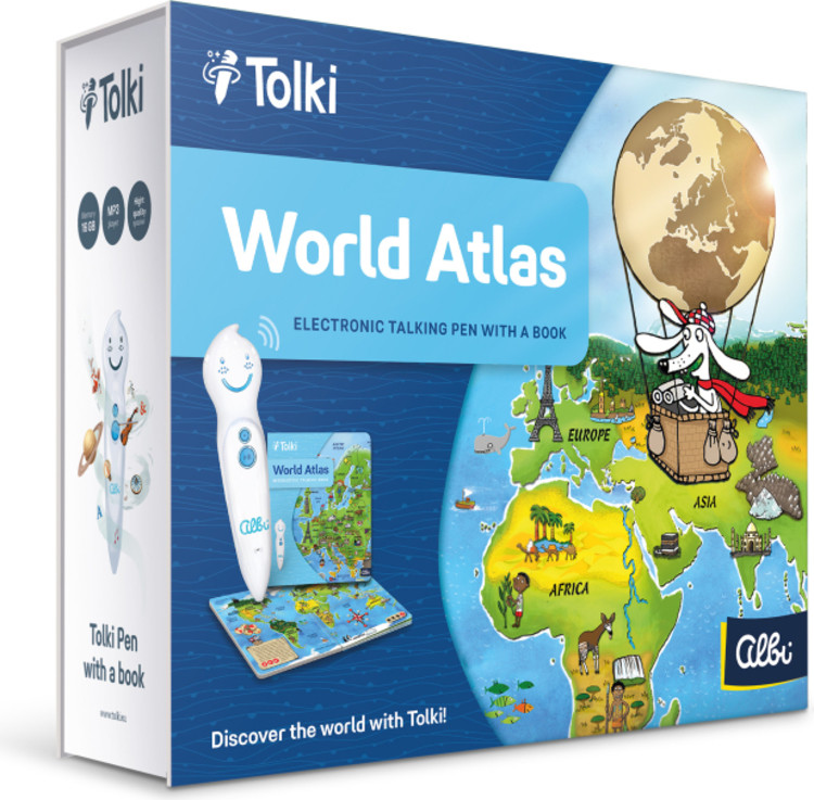 Albi Tolki Pen + book World Atlas