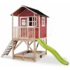 Domček cédrový na pilieroch Loft 500 Red Exit Toys s vodeodolnou strechou pieskoviskom a 1,75 m šmykľavkou Domček cédrový na pilieroch Loft 500 Red Exit Toys s vodeodolnou strechou pieskoviskom a 1,75 m šmykľavkou