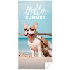 Carbotex · Bavlnená plážová osuška s buldočkom - motív Hello Summer - 100% bavlna, froté s gramážou 300 gr./m² - 70 x 140 cm Carbotex · Bavlnená plážová osuška s buldočkom - motív Hello Summer - 100% bavlna, froté s gramážou 300 gr./m² - 70 x 140 cm