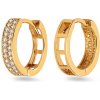 iZlato Forever zlaté náušnice krúžky s dvoma radmi zirkónov IZ13838N