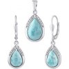 Silvego Strieborná súprava šperkov s pravým larimarom a Brilliance Zirconia - náušnice a prívesok JST13327SLR Silvego Strieborná súprava šperkov s pravým larimarom a Brilliance Zirconia - náušnice a prívesok JST13327SLR