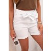 dámske šortky Leoa s mašľou a volánikmi biela