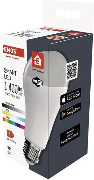 Emos Inteligentná LED žiarovka GoSmart A65 E27 14 W 94 W 1 400 lm RGB stmievateľná WiFi